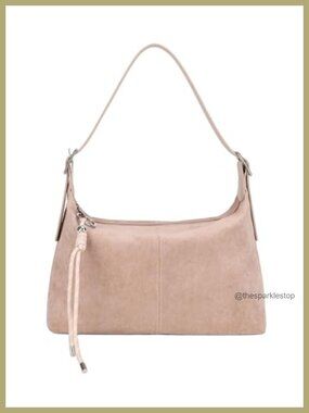 Vegan Leather Suede Shoulder Bag Medium Crossbody Purse Dual Straps Key Chain